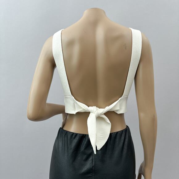 NWT Endless Rose Miley Back Tie Elevated Knit Bralette White Women's Size Large - Picture 8 of 16
